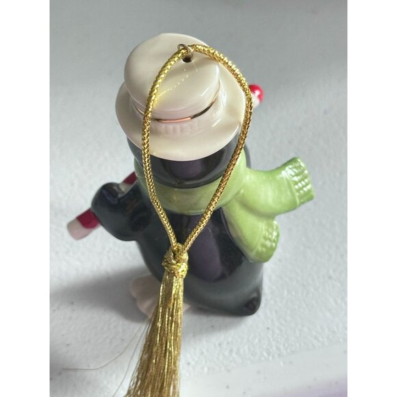 Two Lenox Porcelain Snowman Penguin Ornament Christmas Tree Figurine Hanging - Picture 9 of 9